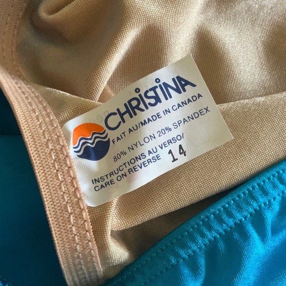 WOMENS AQUA ONE PIECE BATHING SUIT BY CHRISTINA NWOT - Picture 6 of 7